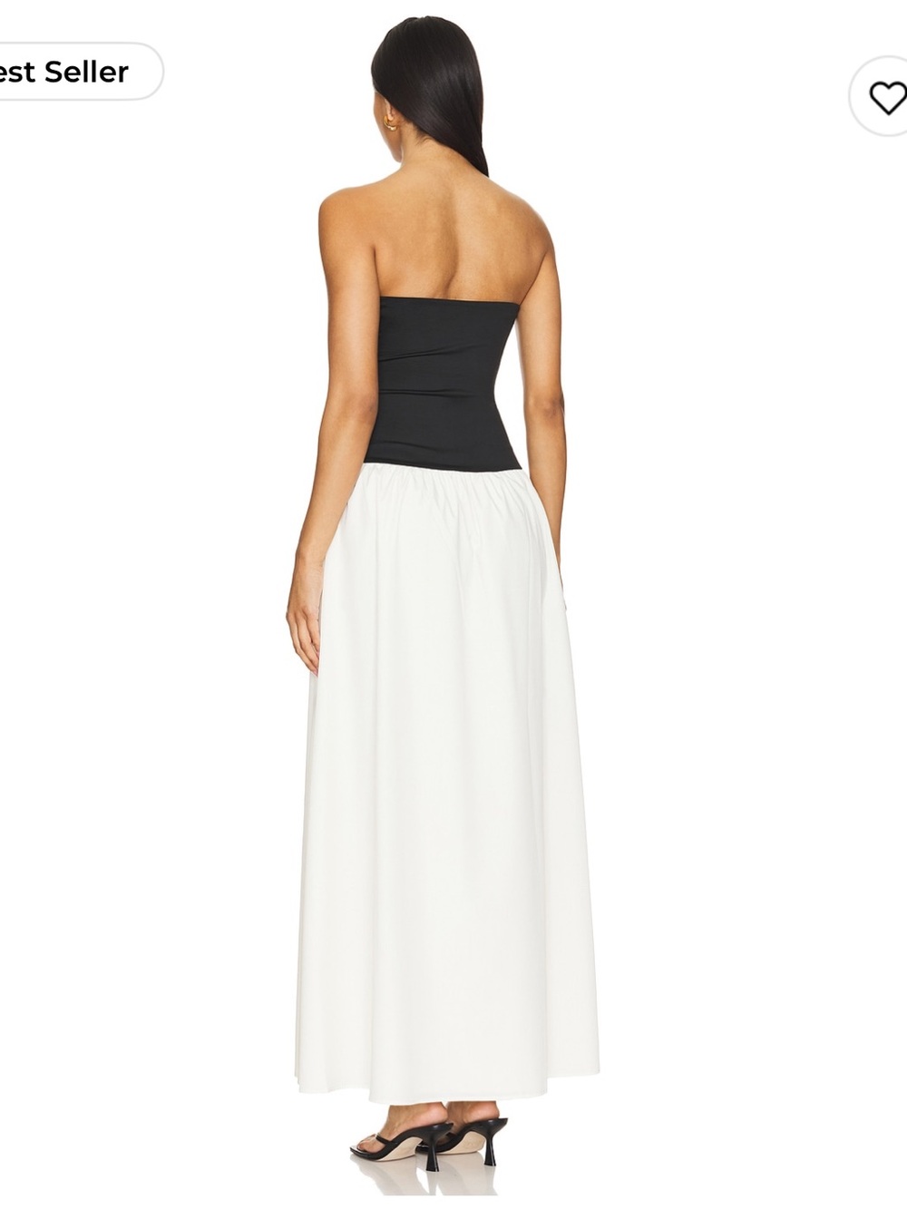 Strapless Two-Tone Maxi Dress in Black and White - Picture 3 of 3